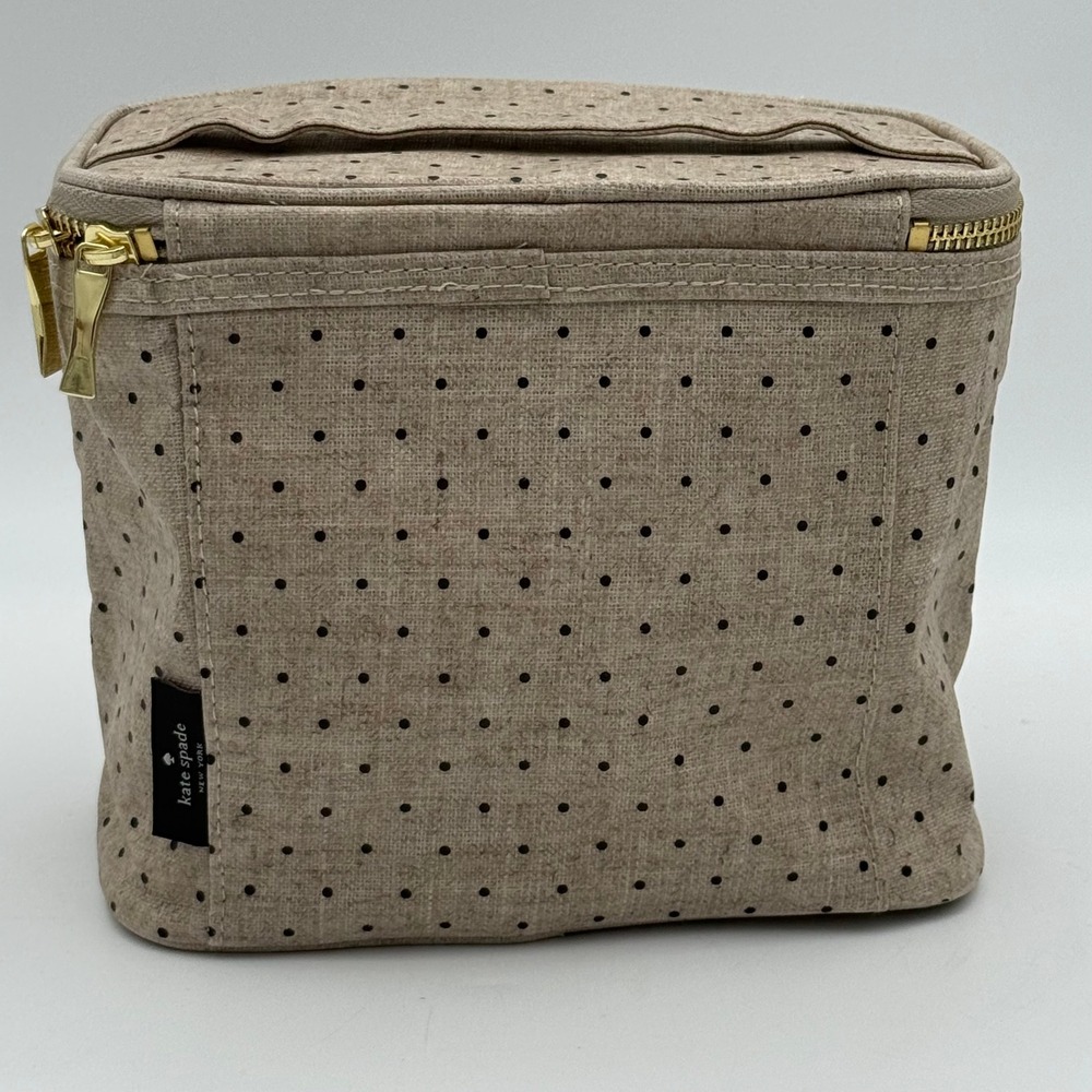 Kate Spade New York Out To Lunch Polka Dot Insulated Lunch Bag Tote Beige Black